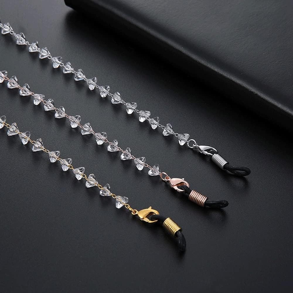 Eyeglass Chain Beaded Glasses Sunglasses Lanyard Retainer Strapfor Men and Women (Color : Rose Glod, Size : 80cm)