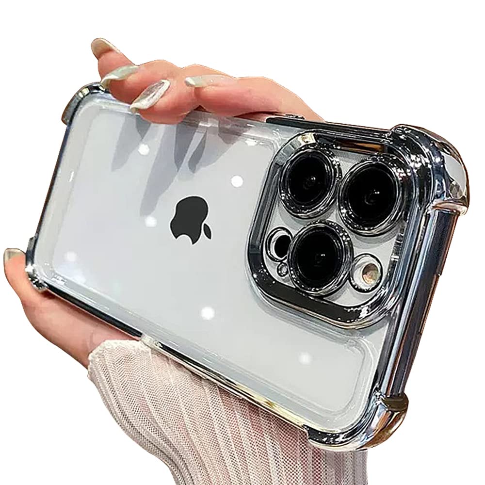 Casechics Compatible with iPhone Case,Crystal Electroplated Bumper Corner Protection Transparent Clear Soft Shockproof Cover Phone Case (White,iPhone