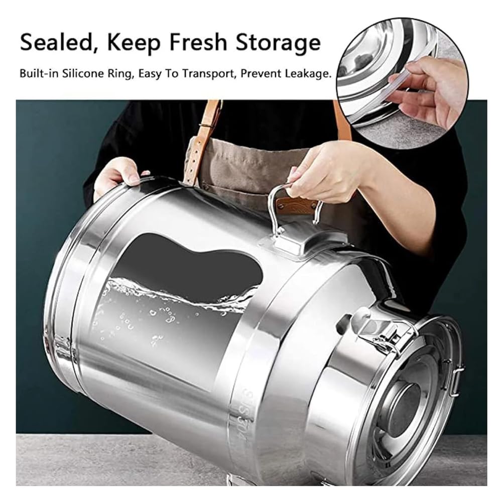 Pot à lait en acier inoxydable avec couvercle scellé en silicone et poignée de transport pour le stockage et le transport du lait, 18 l