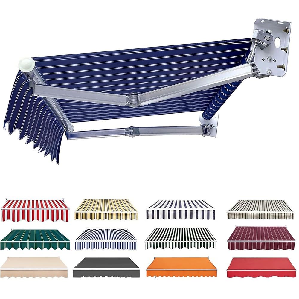 Tessuto di ricambio per tenda da sole da 2,3 x 1,5 m a 4,6 x 3,5 m, resistente ai raggi UV, per esterni, copertura per tettoia, tenda retrattile, colore blu (4 x 1,5 m)