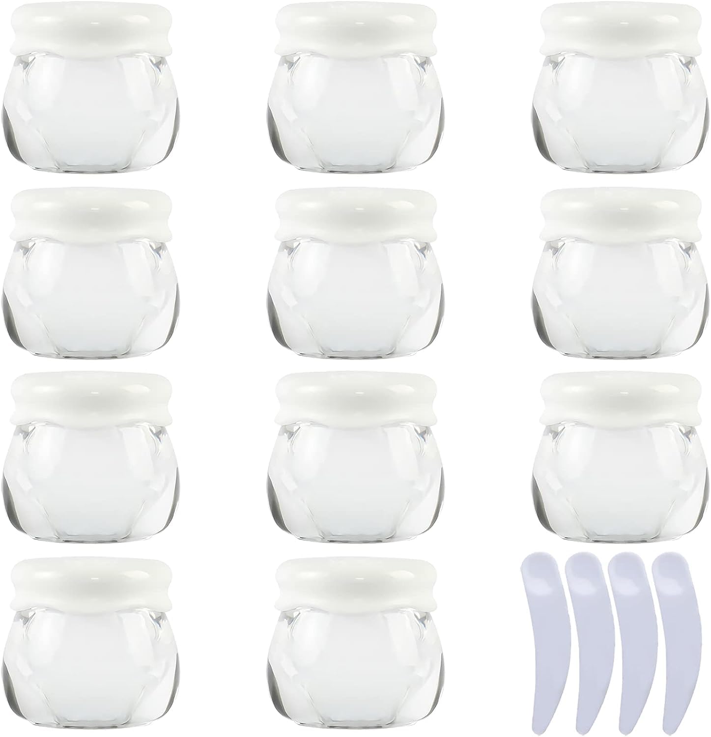 dfEDRd Plastic Cosmetic Jar, Pack of 24, Empty Pink 10ml Container Face CreamTravel Bottle + 4 X Spatula(Clear)