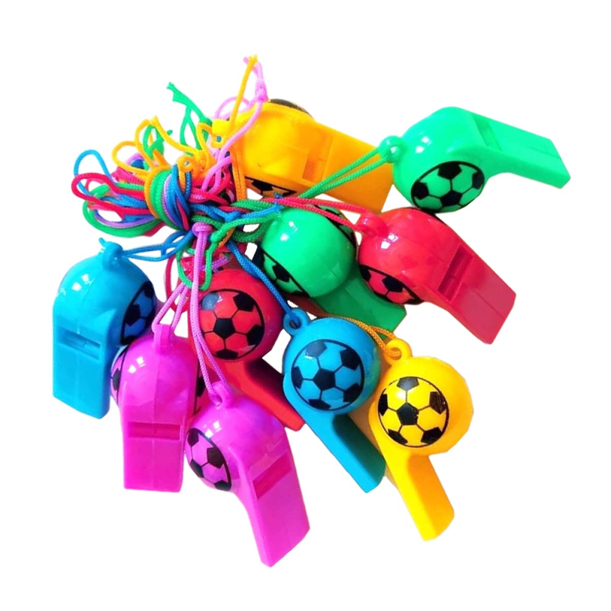 BRIGHTFUFU 100Pcs Soccer Whistles Party Favors for Sports Game for Birthday Celebrations Family Gatherings and Cheerleading Events