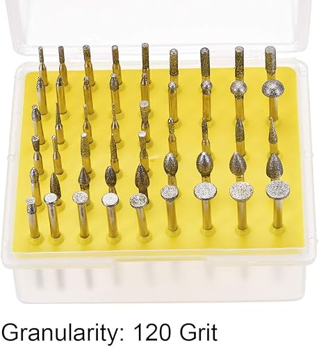 Miniatura 3 de uxcell Juego de brocas de diamante para fresas, herramientas rotativas de tallado para piedra de vidrio, cerámica, grano 120, vástago de 18