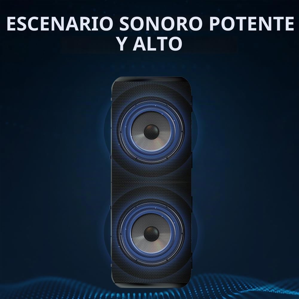 CYBORIS Altavoz Bluetooth portátil 2 en 1, Resistente al Agua, con Sonido estéreo Fuerte de 20 W, 24 Horas de reproducción, emparejamiento inalámbrico Real para el hogar, al Aire Libre o Viajes