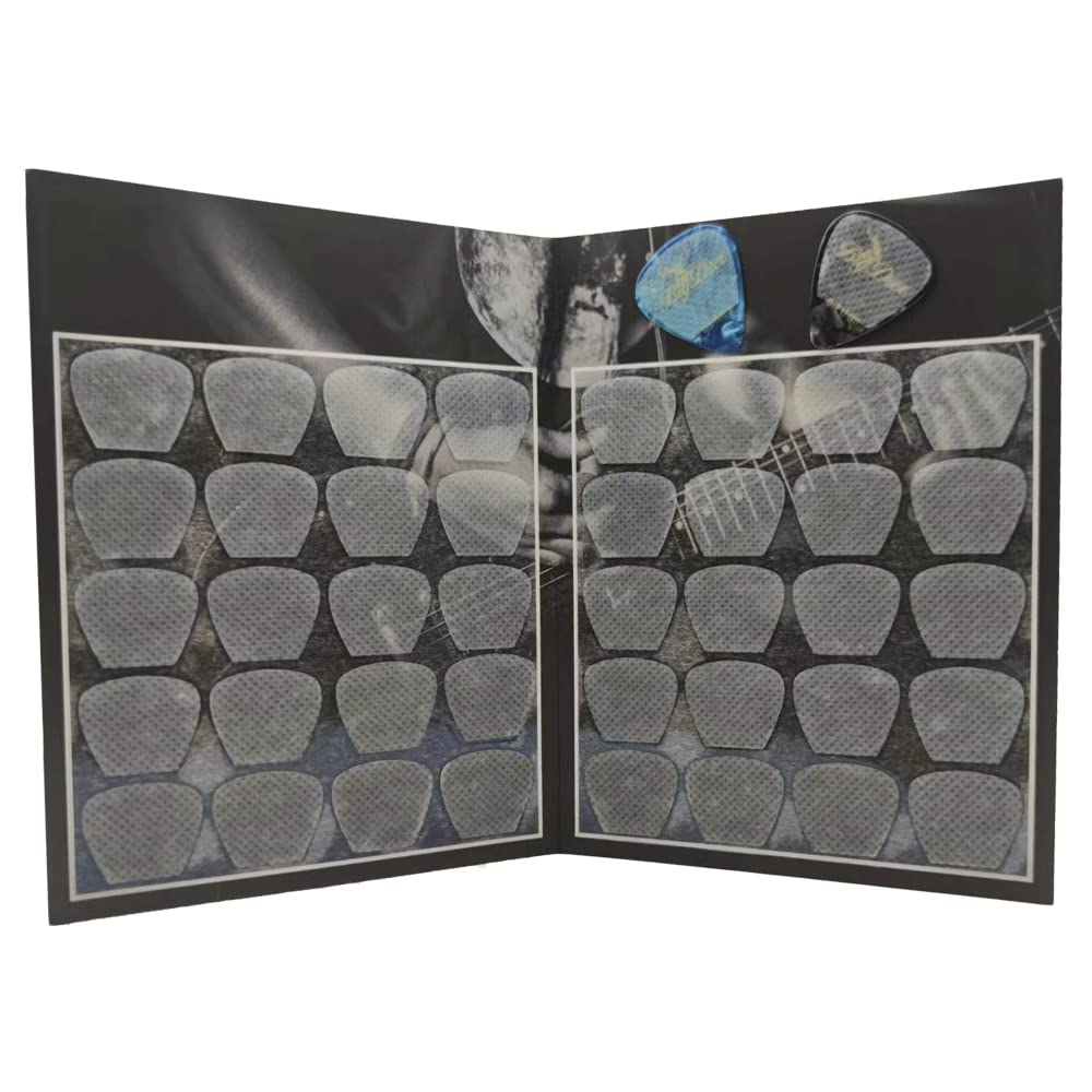 BigDeer Ultra-thin 0.6mm/0.024in Guitar Pick Grips 40pc Large Grip, Durable Reusable Soft Thin Stick On Grip for Picks non Slip Hold Control & Comfort（Comes with two guitar picks with grips)