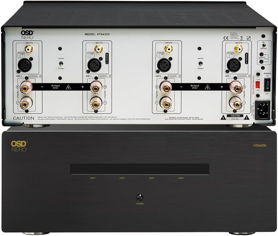 OSD Audio Nero HTA4200 Multi Channel (4X) 200W/Ch Home Theater Amplifier, Bridgeable 300W/Ch
