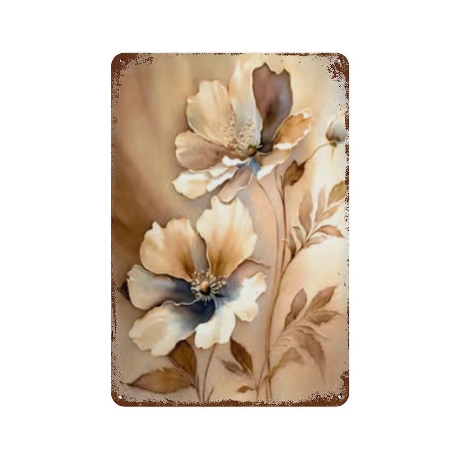 Floral Wall Art Decor Distressed Metal Wall Sign 11.8"x7.9", Ideal for Garage, Bar And Workshop Decor
