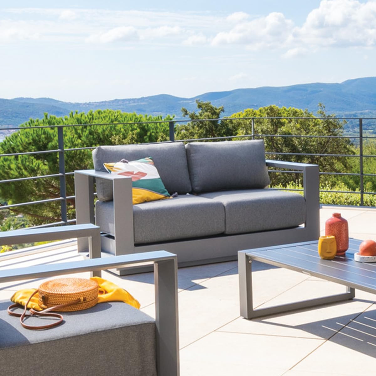 Hespéride - Canapé de Jardin Allure Graphite et Gris zebrano