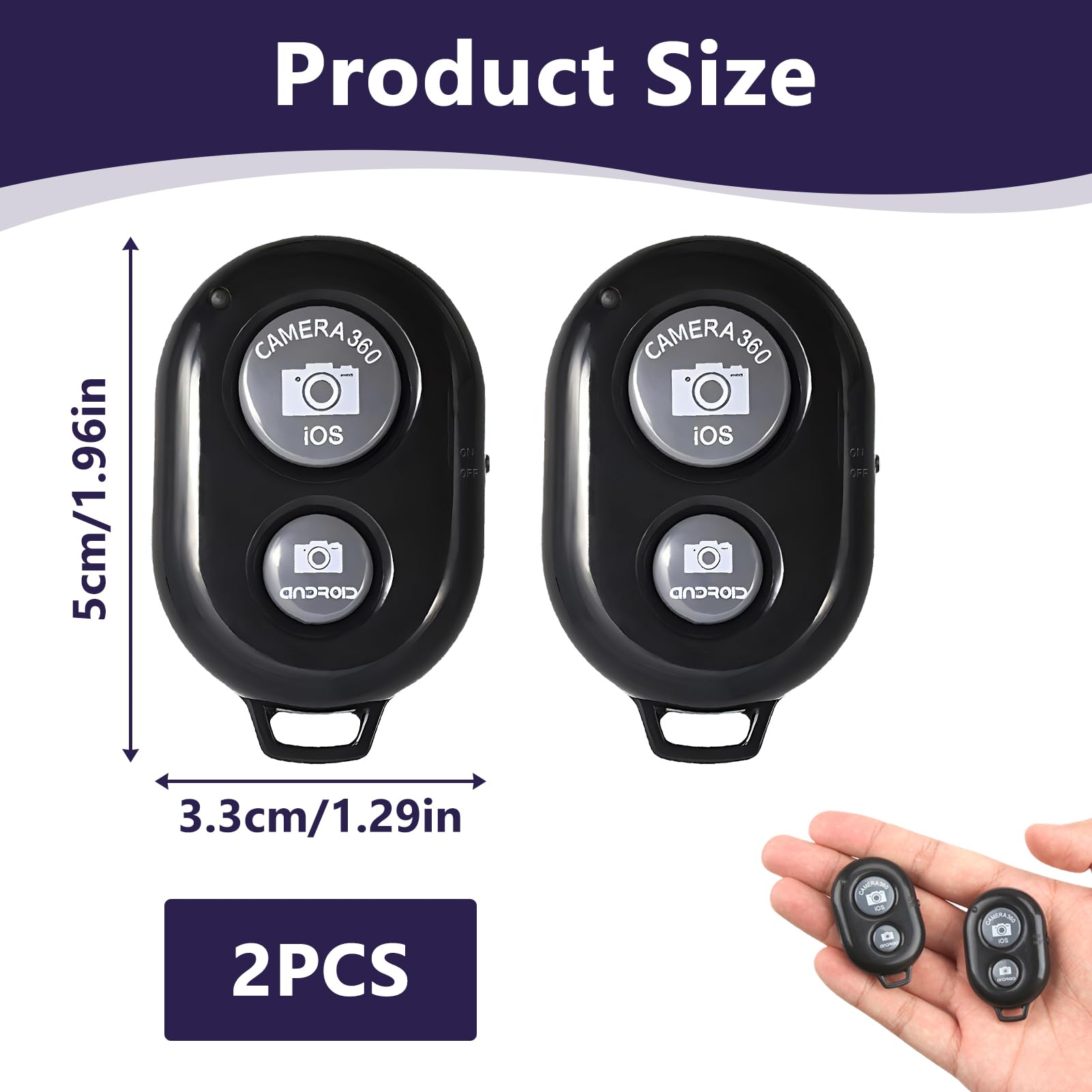 Telecomando Bluetooth Wireless per Smartphone e Autoscatto, 2PCS Bluetooth Telecomando Otturatore per Fotocamera per Scattare Foto e Selfie