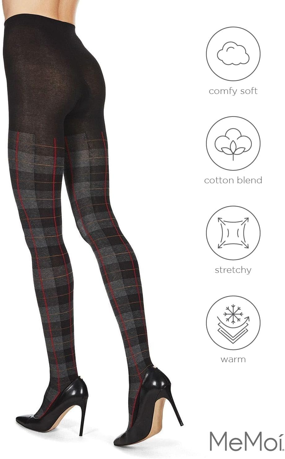 MeMoi Glasgow Plaid Cotton Tights for Women, Cozy, Warm and Fashionable Patterned Sweater Tights - Sizes Small to 6X - Image 5