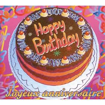 値下げ★JE VOUS SOUHAITE UN BON ANNIVERSAIRE Joyeux Anniversaire Happy Birthday in French Stock Vector