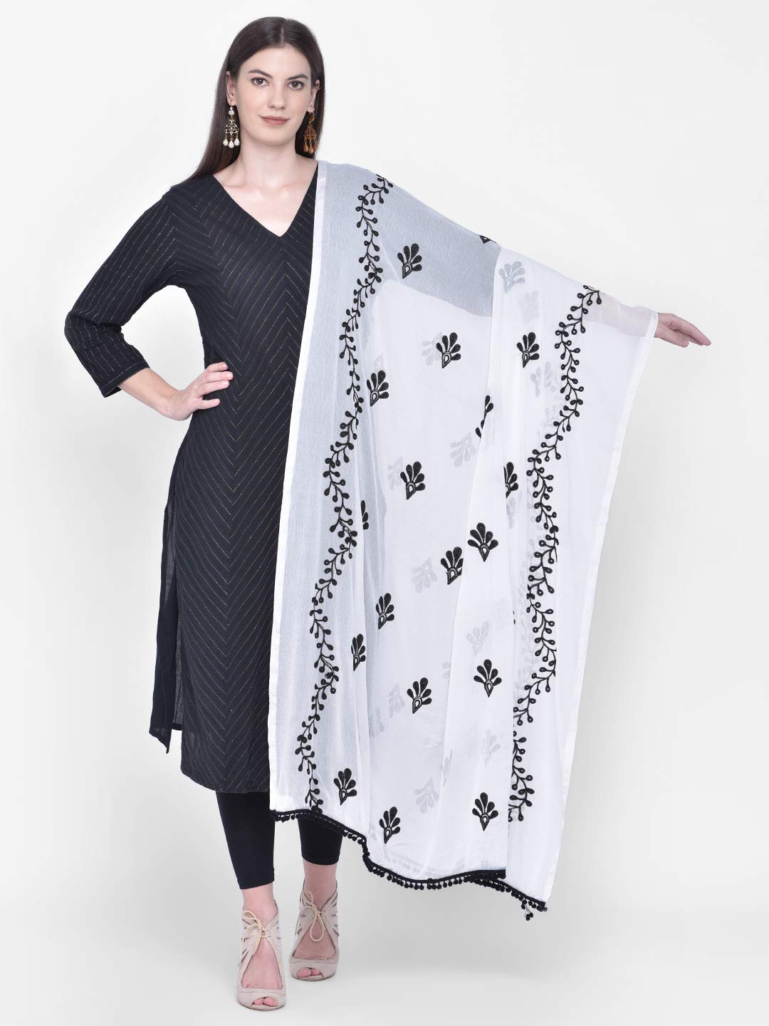Woman's Chiffon Dupatta White Embroidery-image-26