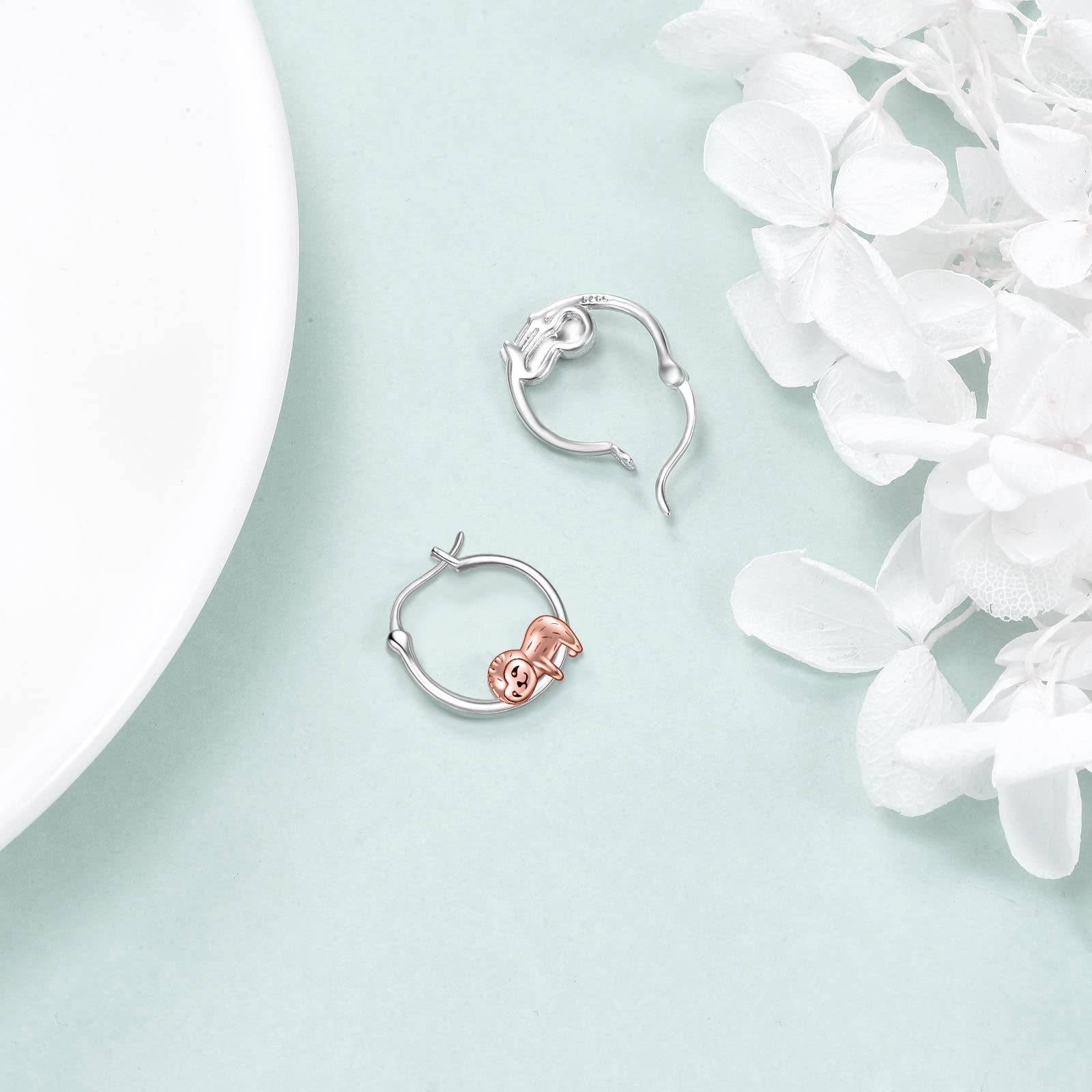 VONALA - Orecchini a cerchio in argento Sterling 925, Bulldog francese/gatto nero, gioielli per donna e ragazza