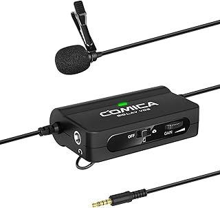 ميكروفون عنقي متعدد الاتجاهات من كوميكا تحكم في الصوت مراقبة الوقت الفعلي بمشبك للكاميرات والموبايلات وتسجيل يوتيوب وتيك توك CVM-SIG LAV V05 أسود إضافي