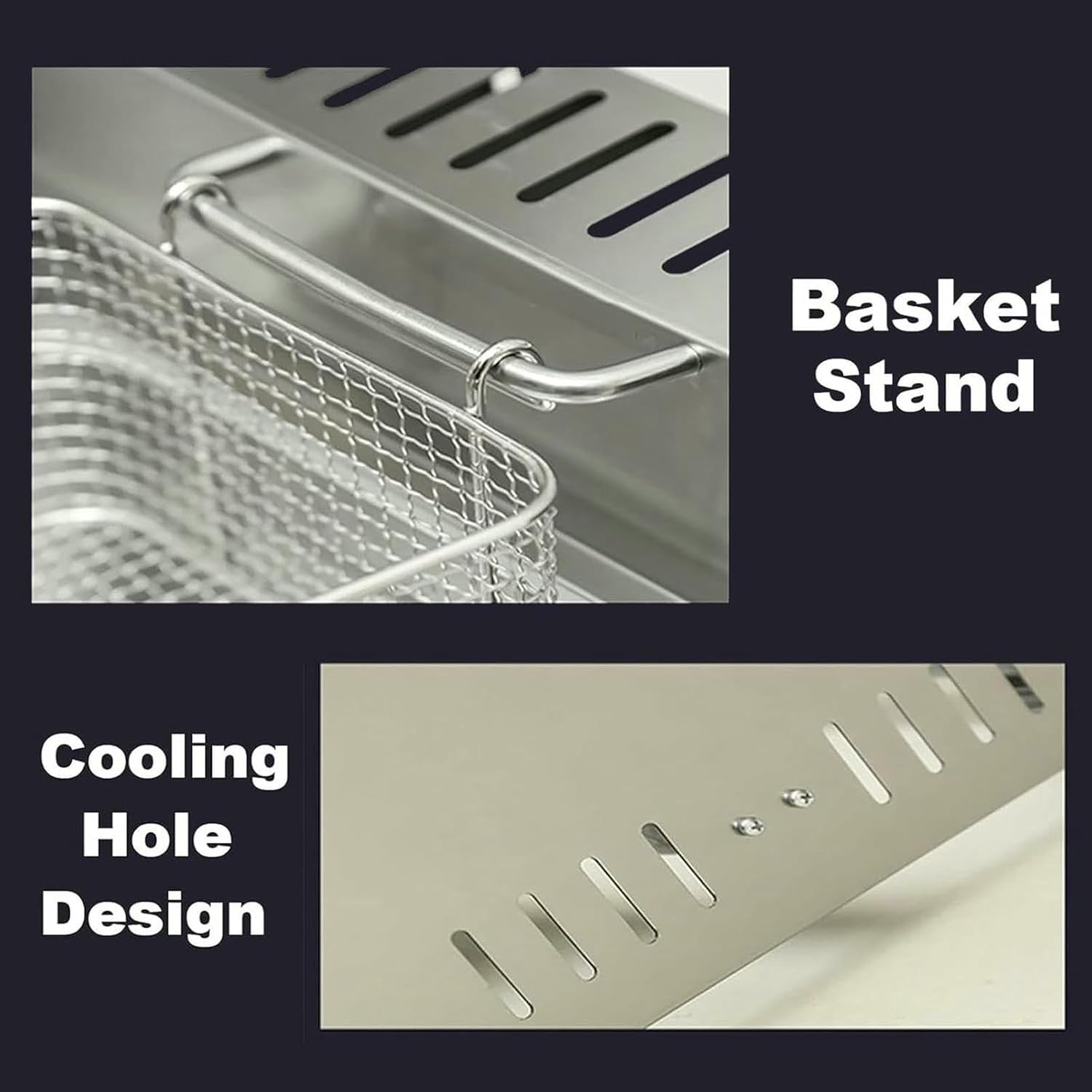 Commercial Gas Fryer, Deep Fat Fryer with Removable Pot and Condiment Rack