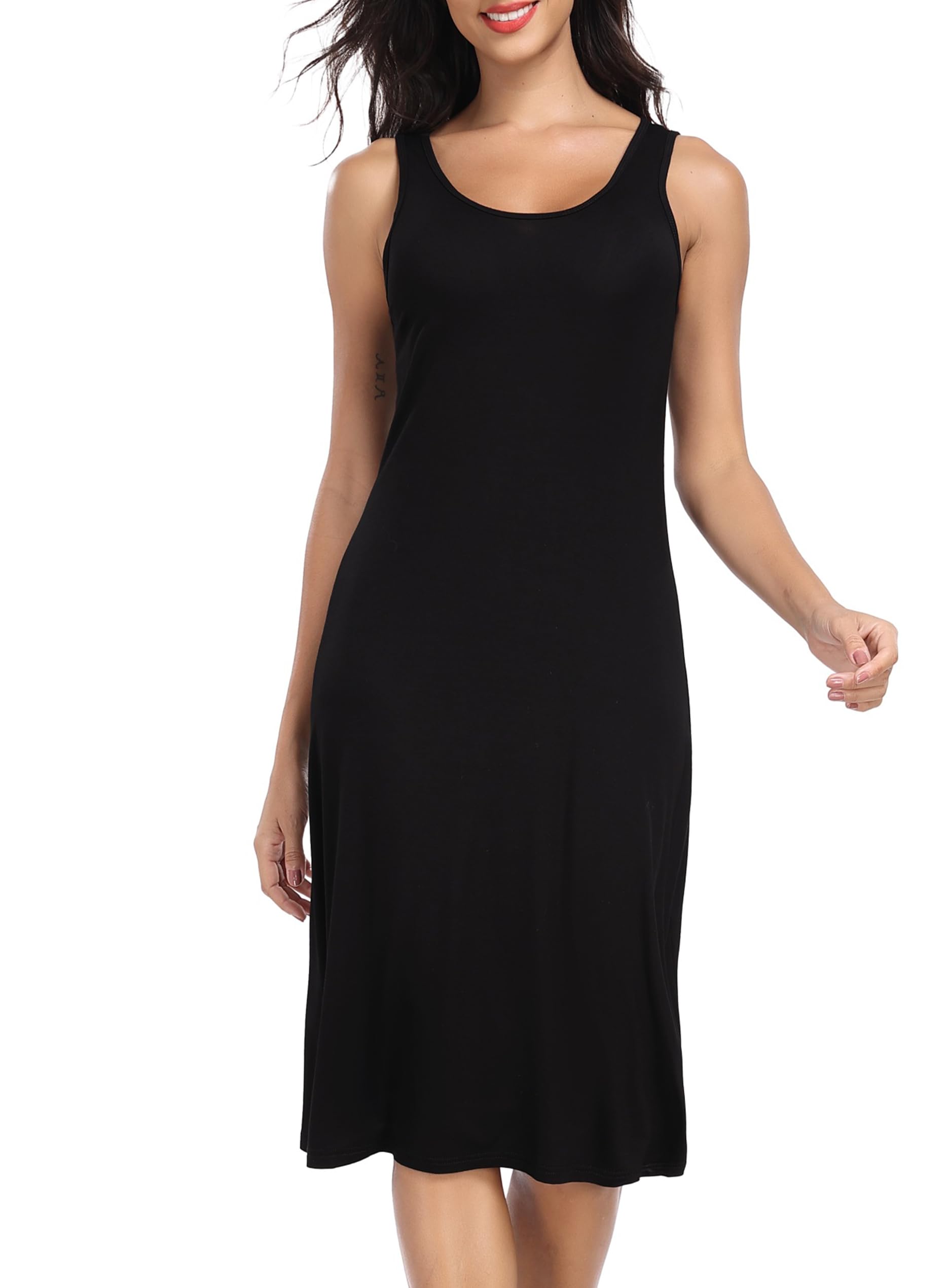 Lovasy Full Slip for Women Under Dress Long Wide Straps Slips Sleeveless Tank Tops Dresses Nightgown S-3XL