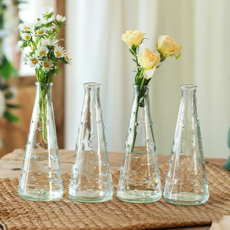 18CM Clear Glass Vases Small Caliber Bud Vase Single Stem Vase Mini Plant Vase Decorative Vase for Living Room Tabletop Bedroom Ornaments Home Decor - Image 4