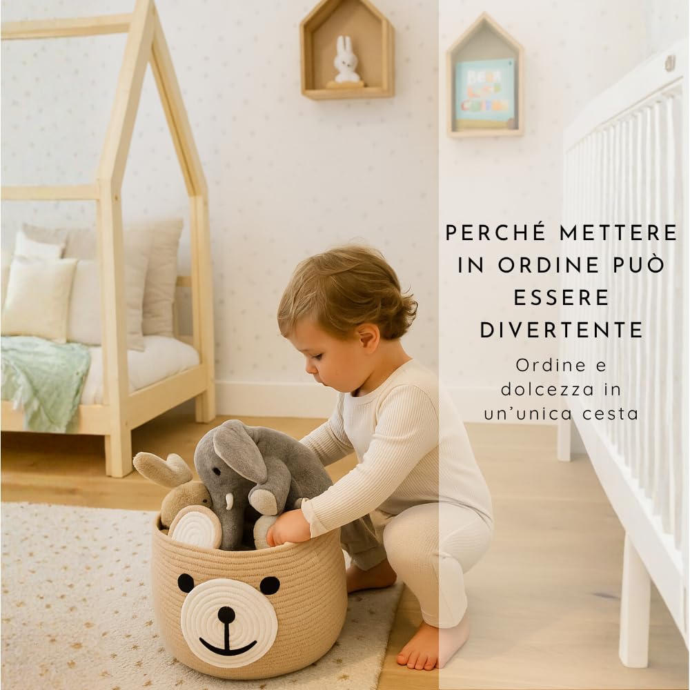 BELMIN Cesta Giochi Bambini Ø35cm – Cesto Portaoggetti Capiente e Stabile, Perfetto come Porta Peluche e Contenitore per la Cameretta