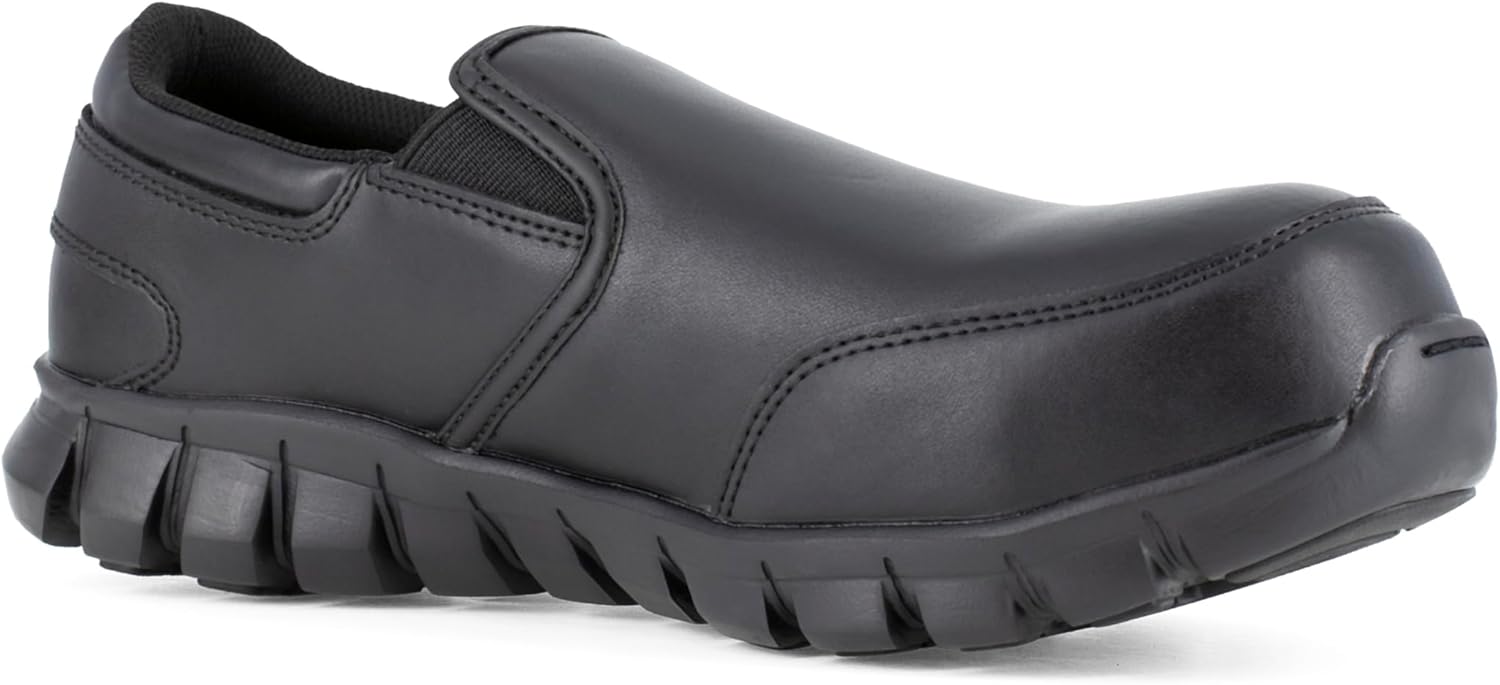 Reebok Work Mens Sublite Cushion Composite Toe ESD Slip On Work Safety Shoes Casual - Black - Image 6