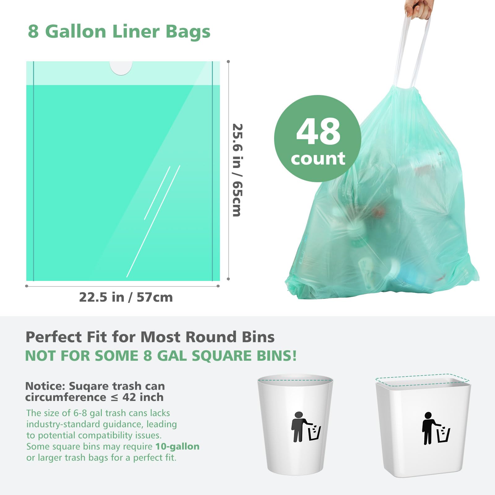 AYOTEE Biodegradable 6-8 Gallon Compostable Trash Bags with Quick-Dispense, 48 Count Medium Tear-Free Drawstring Bags for Home Kitchen