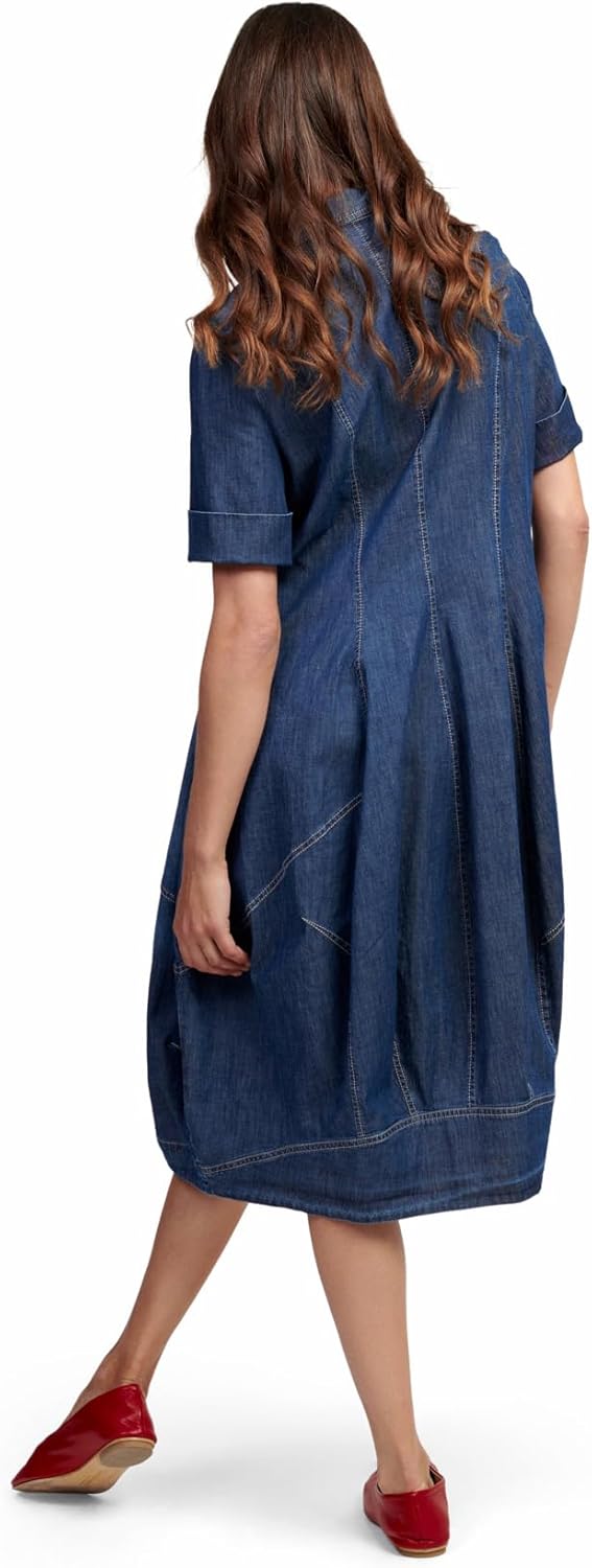 ALEMBIKA Barb Denim Shirt Dress - Midi-Length Denim Dress with Full Button Placket - Luxury Shirtdresses for Women - Image 7