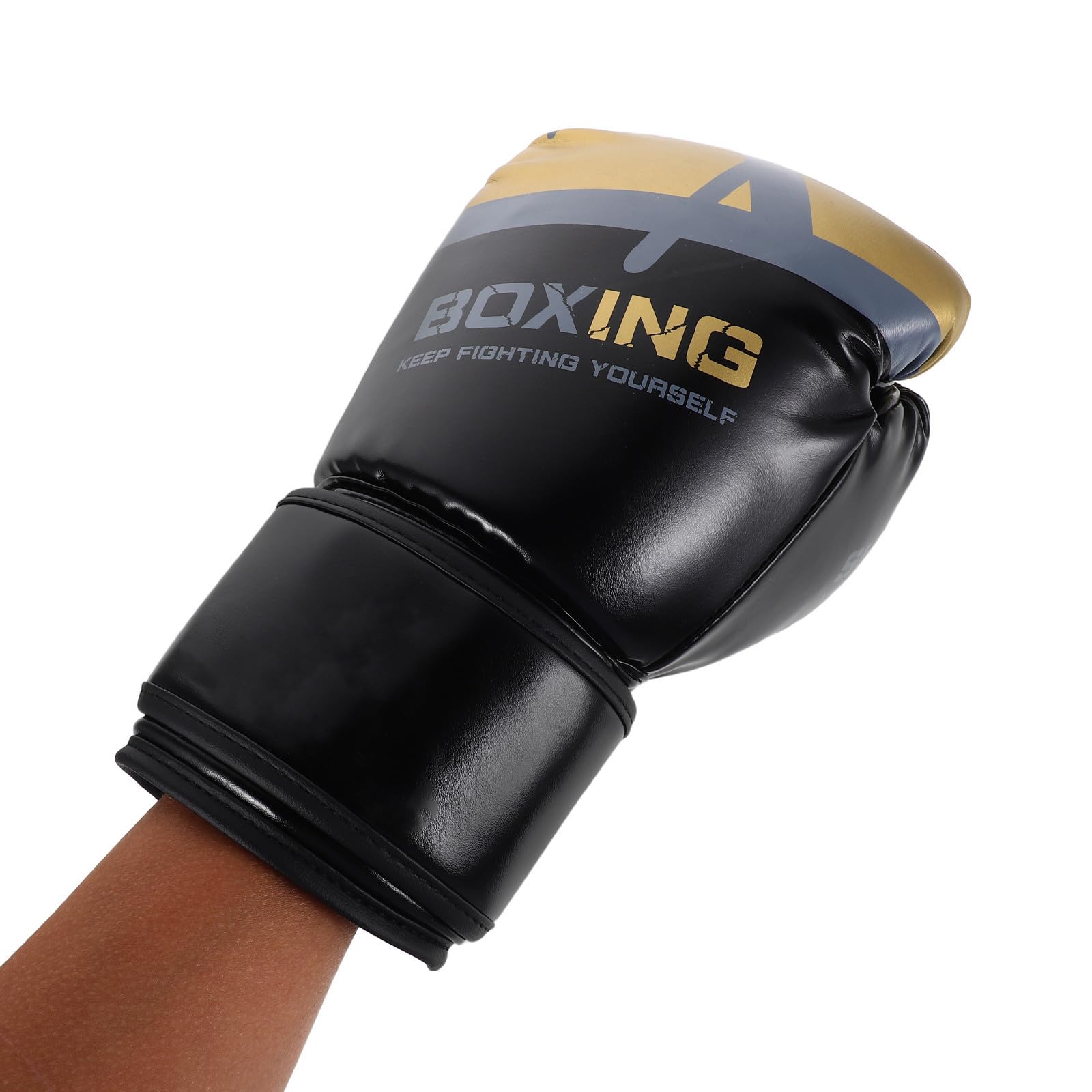 Guantoni da Boxe da Allenamento Uomo Adulti in Pu Nero | Supporto Polso Affidabile, Regolazione Rapida e Sicura, Traspiranti per Kickboxing e Sacco Pesante