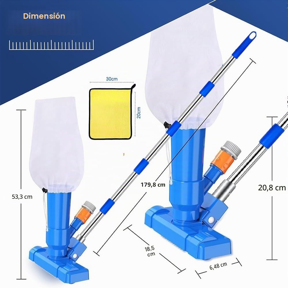 Aspiradora Piscina Pequeña, PortáTil Limpiafondos Piscina Manual con Barra Telescópica 180cm, PortáTil Limpiafondos Piscina Manual, Aspiradora de Piscina para Fuente de Estanque de Piscina