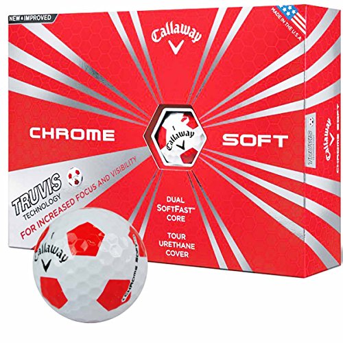 Calaway Chrome Soft Bolas de Golf, Blanco/Rojo, Talla Única