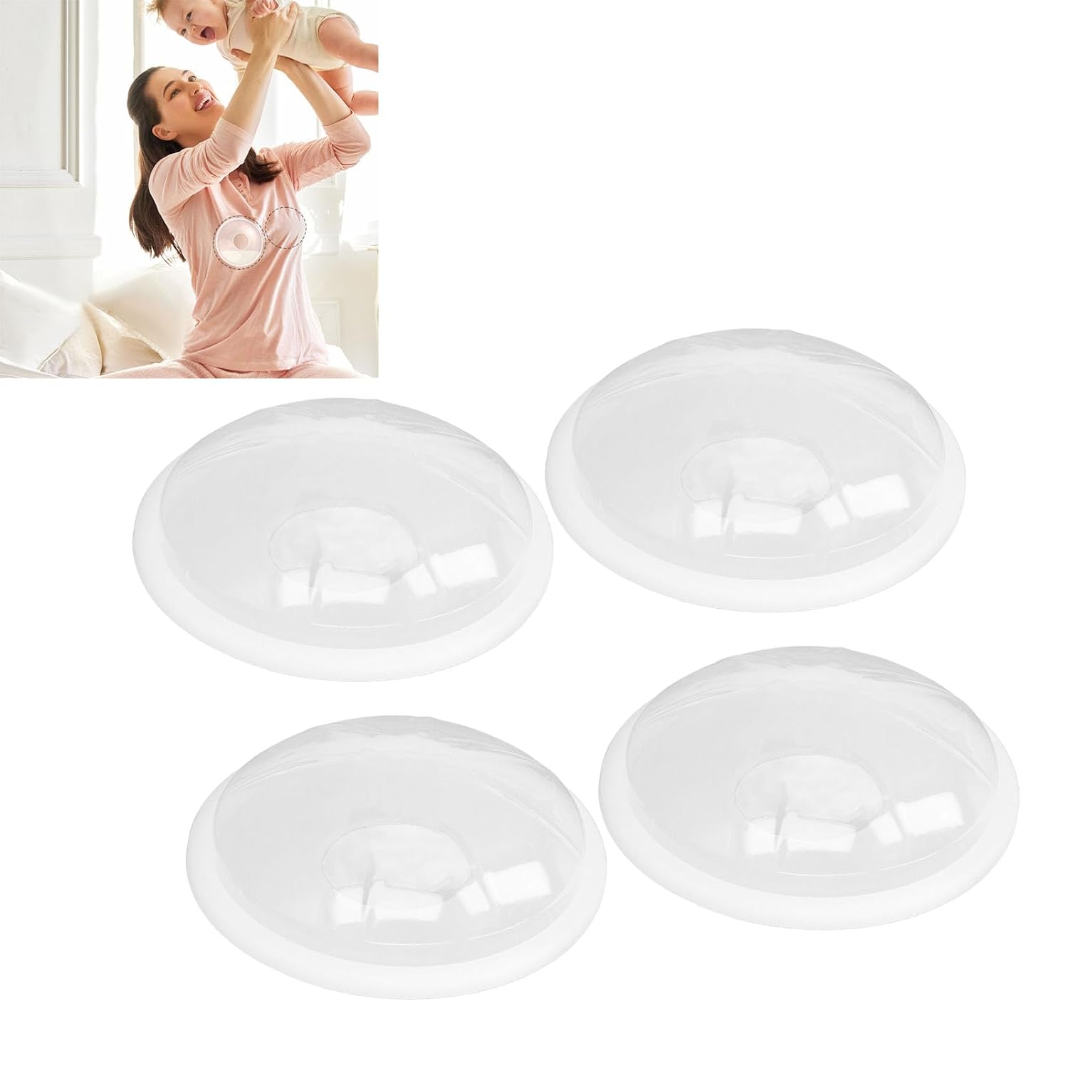 4pcs Wearable Nursing Cup, Bust Milk Collector Catcher with Anti Overflow Design, Hands Free Silicone Breastmilk Saver for Breastfeeding Moms, Reusable Leak Proof Milk Collector fo