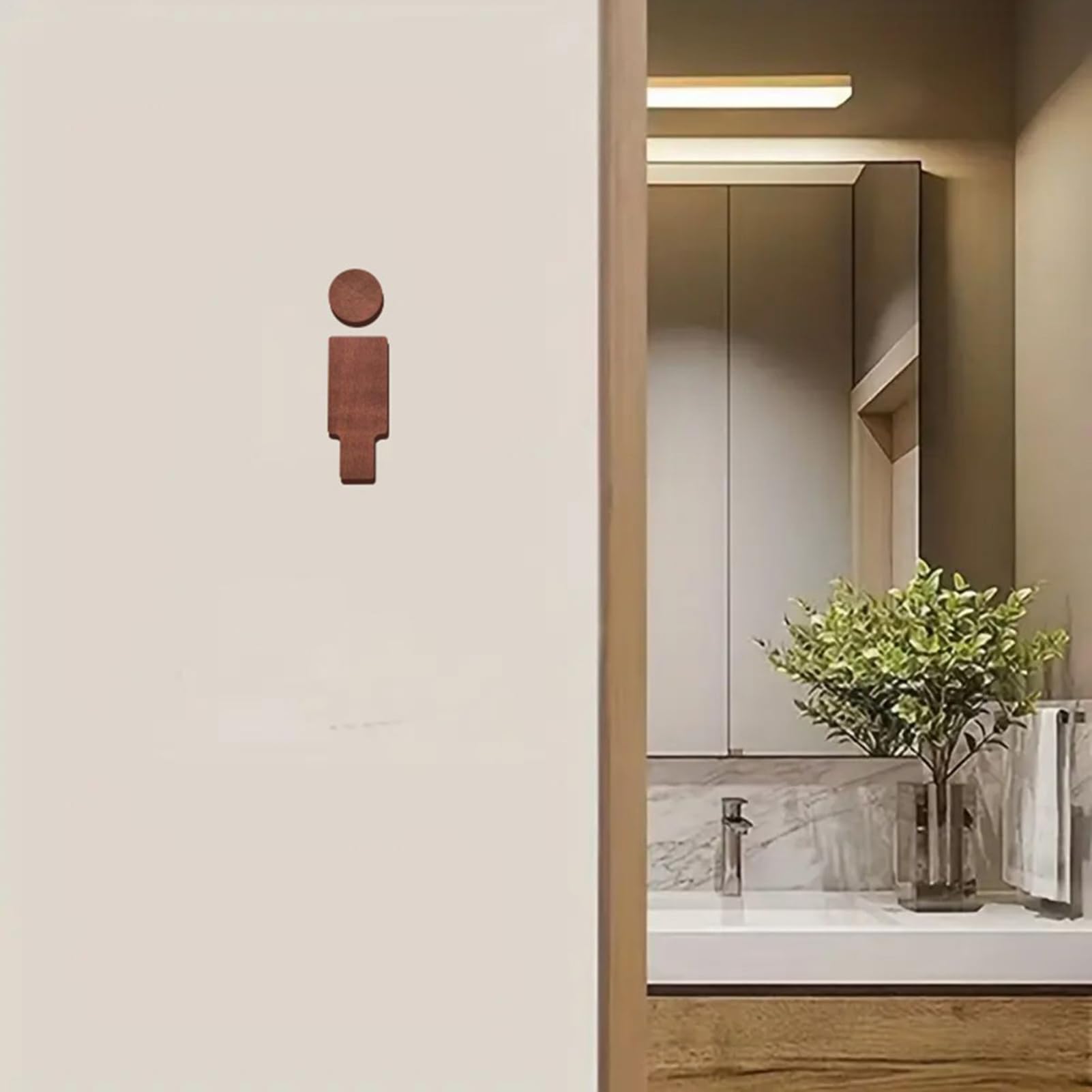 del bagno in legno - Segnale di toilette moderna, marcatore della porta WC facile, placca gabinetto resistente, elegante indicatore | Pratico per lavoro, hotel, negoz