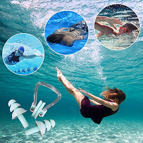 UPINS 14 Sets Silicone Nose Clips Waterproof Swimming Nose Plugs Earplugs for Adults Kids, Ear Nose Protector - Thumbnail 6
