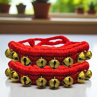 Brass Ghungroo Red Pad 1.6 Cm Bells Size Indian Professional Handmade Dancing for Bharatanatyam and Classical Dance Access... Price In India