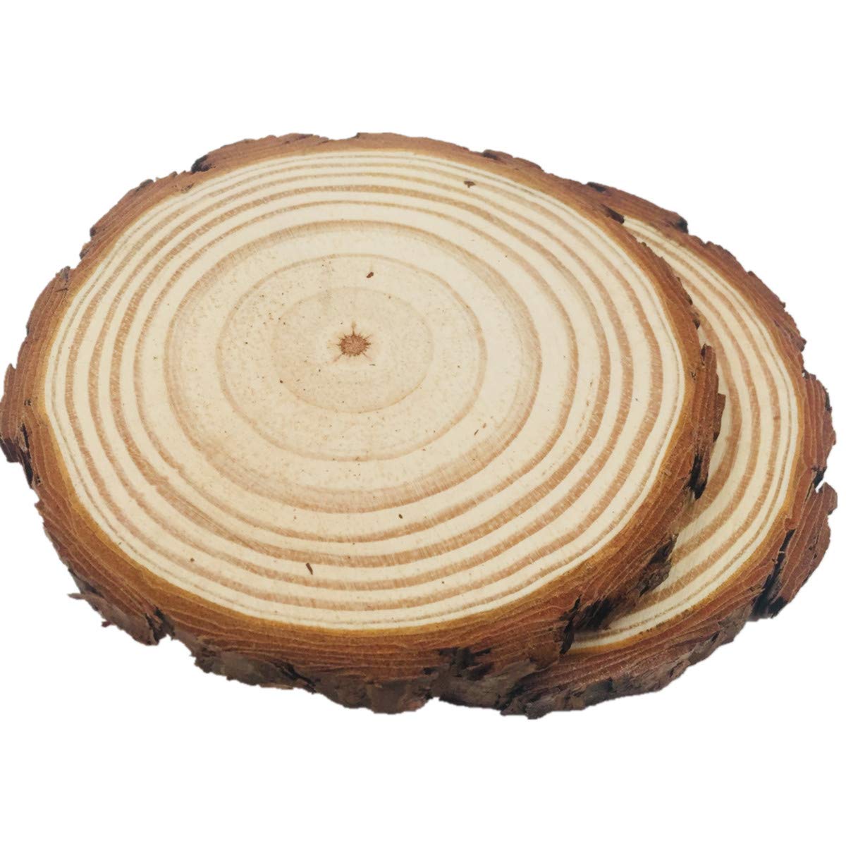 2 PCS 8-9 inch Natural Wood Slices Large for Centerpieces Unfinished Wood Circles with Barks Crafts Coasters Wooden Kit Christmas Rustic Wedding Ornaments