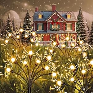 Solar Garden Lights, 2024 Newest Solar Swaying Light, Solar Fireworks Lights for Outside Garden Decor, 4 Packs, 8 Modes,192 LED Lights, Sway by Wind, Solar Outdoor Lights for Yard Patio Pathway Decor