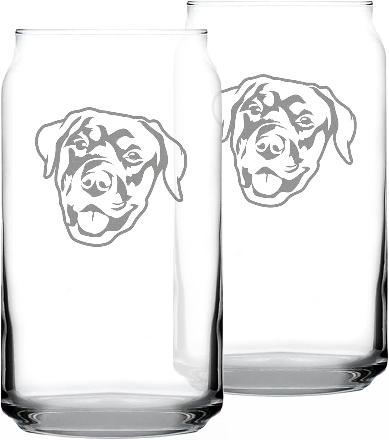 Happy Rottweiler - Beer Can Pint Glass - Fun Unique Rottweiler Themed Dog Gifts and Party Decor for Women and Men - Set of 2-16 oz