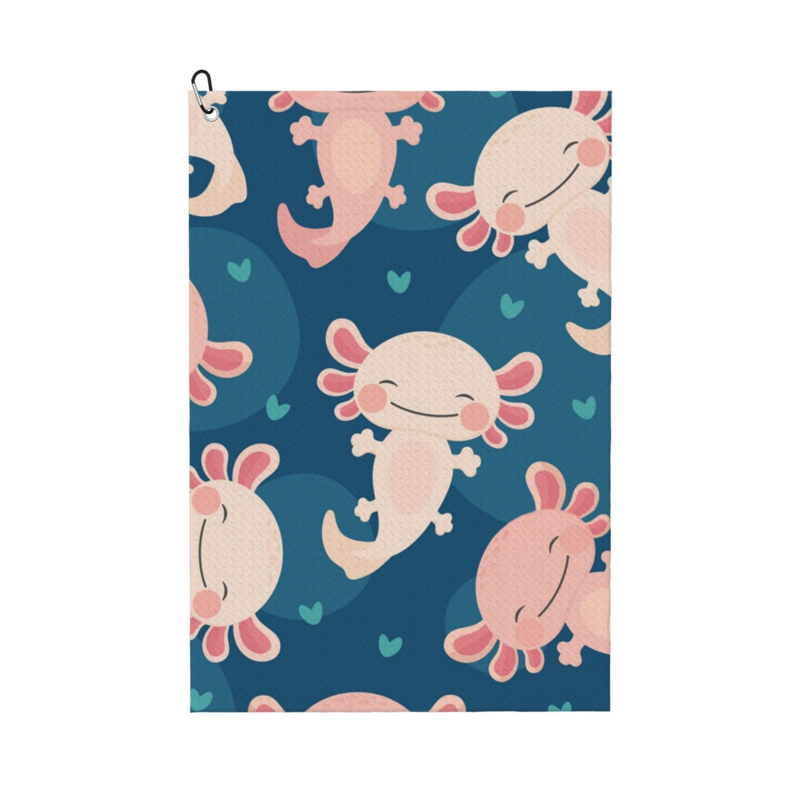 Hnnkloy Axolotl Kawaii, 16x24 in Portable Waffle Golf Towels with Carabiner Clip for Golf Bag