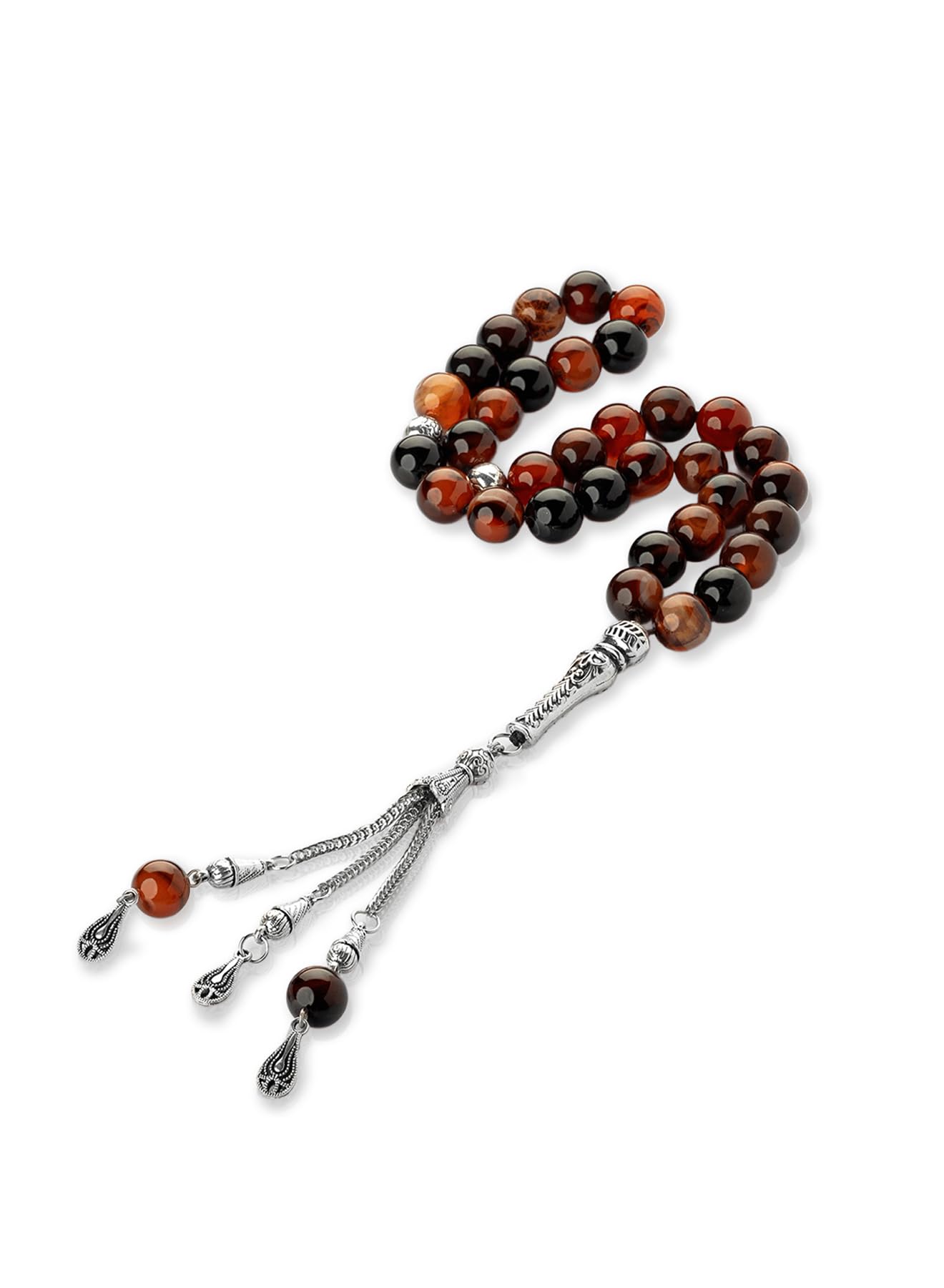 Sponsored Ad – Natural Hepatic Agate Gemstone Rosary 33 Beads Size 10 mm, Decorated With Rhodium Plated Karkosha