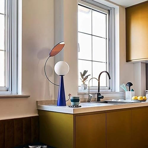 Miniatura 5 de ZHYH - Lámpara de mesa creativa con bola de cristal estilo nórdico lámpara de noche para dormitorio estudio oficina modelo azul lámpara de habitación