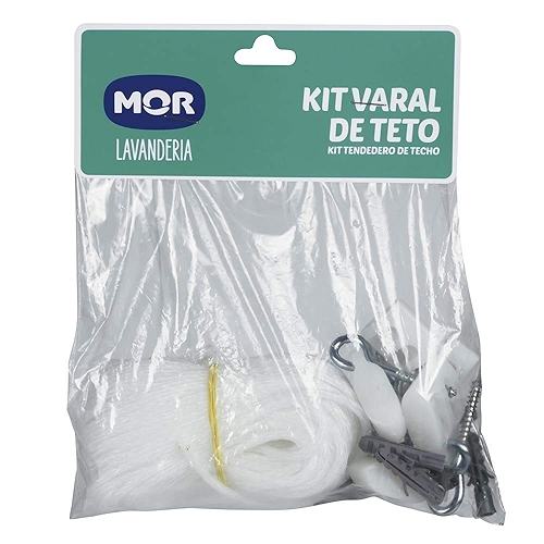 Kit Varal de Teto, Mor, Branco