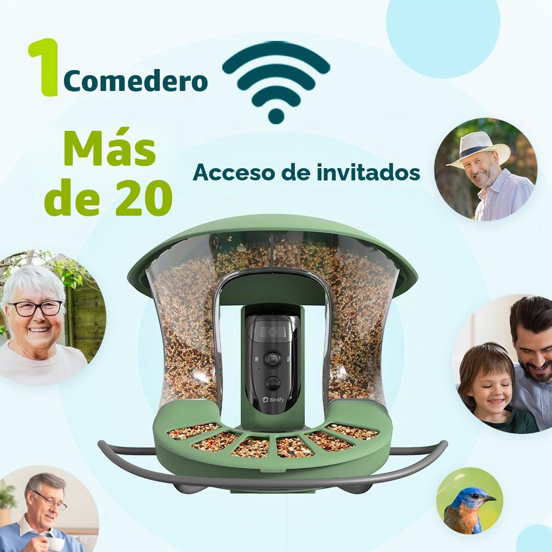 Birdfy 2 Pro - Alimentador de pájaros con 2 K Dual-Camera para observación, identificación de Especies de Aves AI, Video a cámara Lenta, visión Nocturna en Color, notificaciones en Tiempo Real