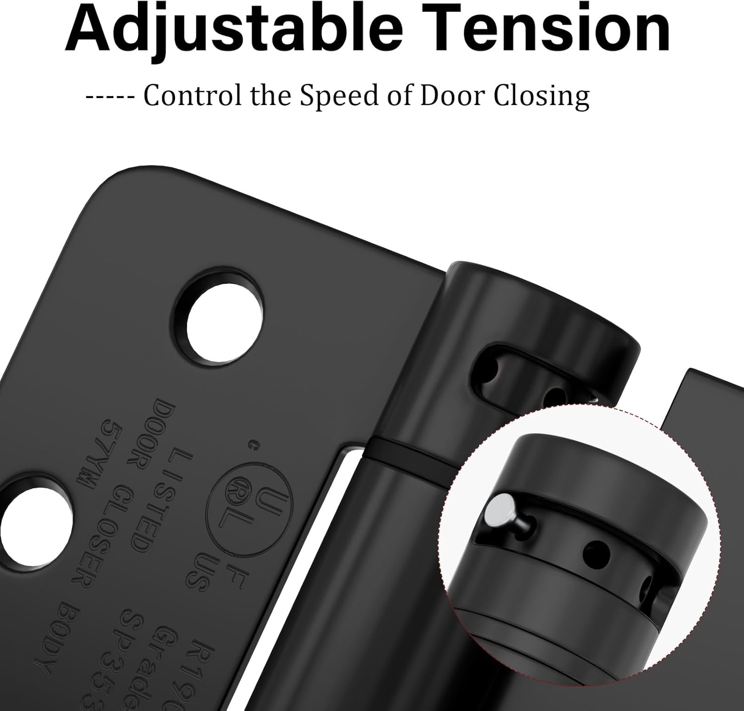 Haidms Self Closing Door Hinges 4 Inch Matte Black Spring Hinge with 1/4" Radius Corner 3 Pack Spring Loaded Hinges for Exterior Interior Doors