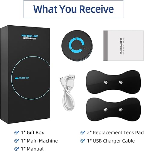 Miniatura 9 de Mini masajeador, unidad TENS inteligente recargable, estimulador muscular para alivio del dolor, apto para FSA o HSA, gestión de masajeador EMS de