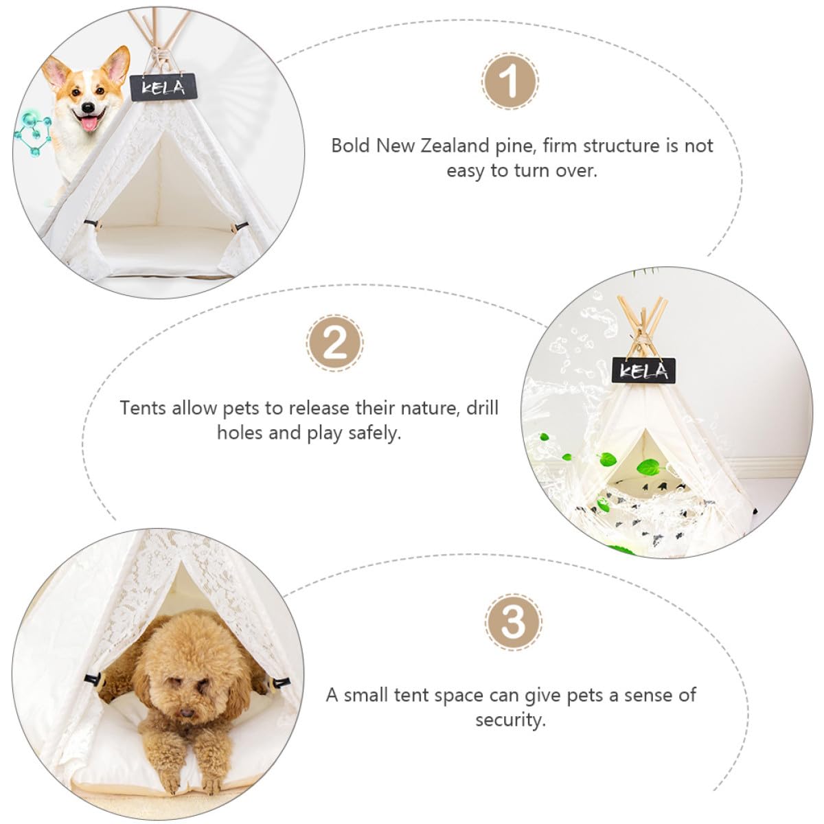 POPETPOP Tente tipi pour chien ou chat portable d'intérieur ou d'extérieur pour animal de compagnie de petite et moyenne taille
