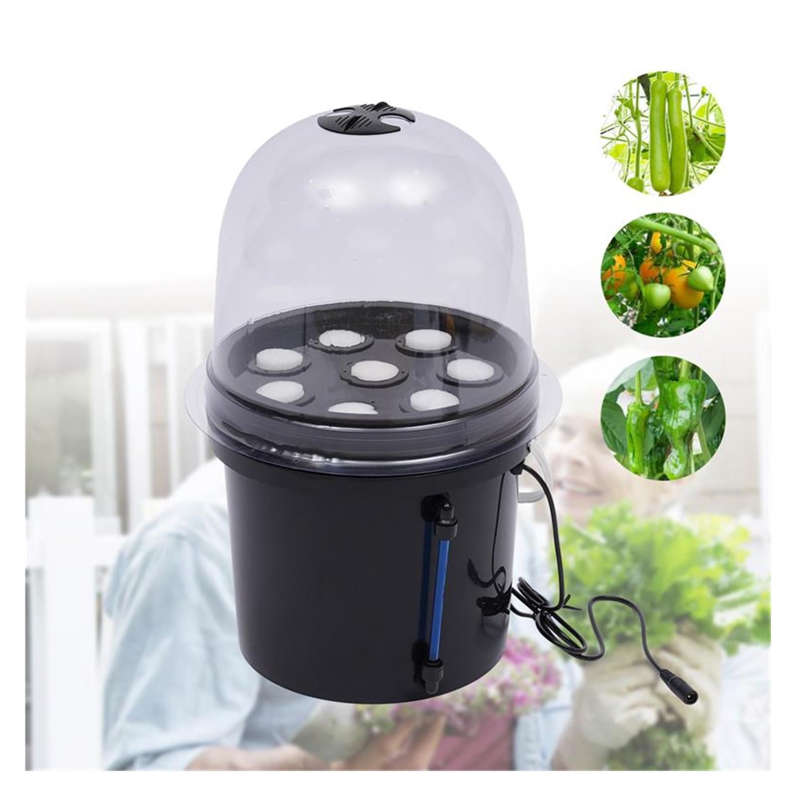 Czarny 8-otworowy 5L Mist Cultivating Box Wysokoprodukcyjny system hydroponiczny do sadzonek i klonowania Warzywa i owoce