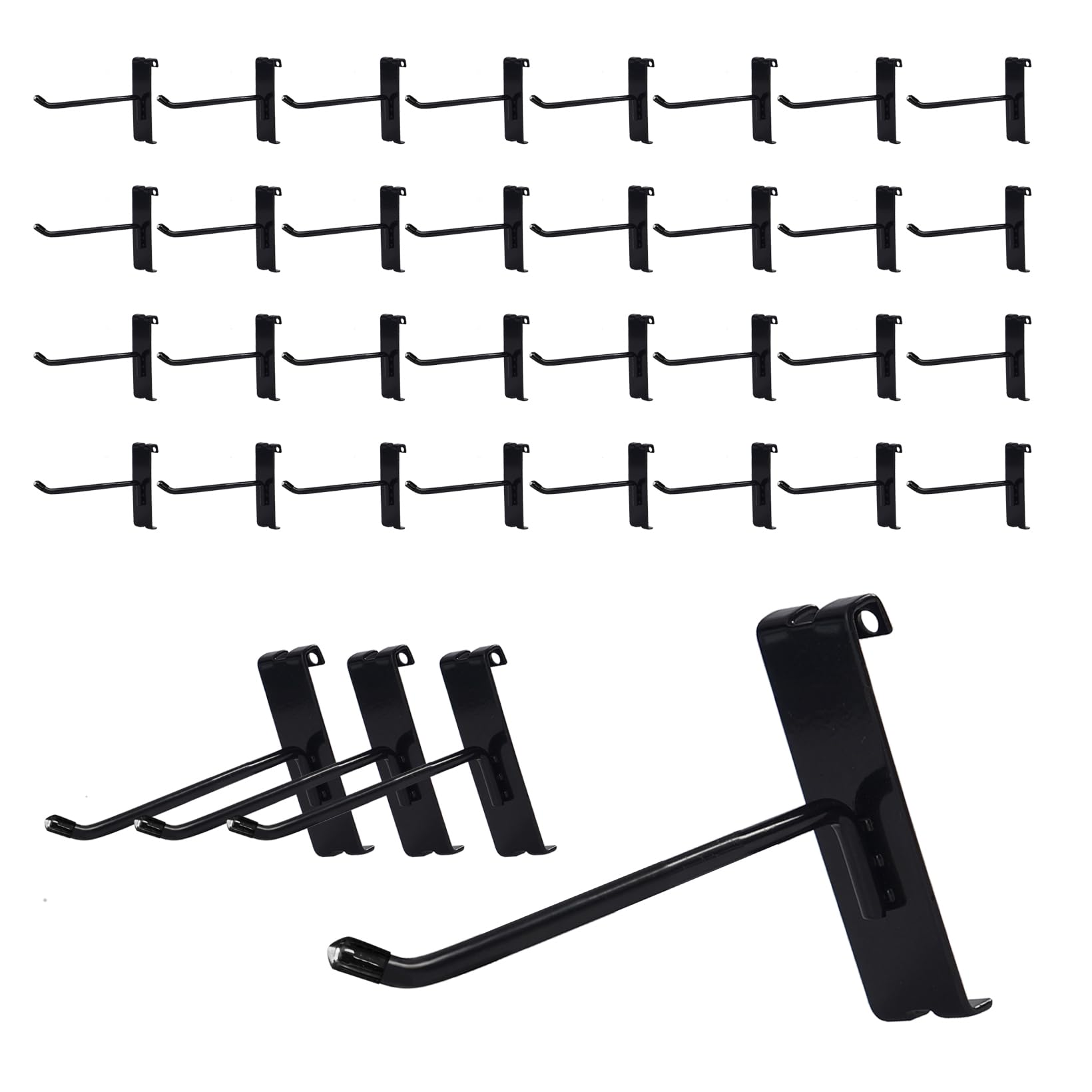 NEESEEYEE Gridwall Hooks 4 Inch, 32PC Heavy Duty Black Display Hooks for Grid Wall Panels, Grid Wall Accessory for Retail Store, Home Stroage, Garage,