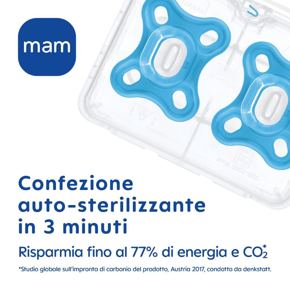 MAM Comfort Soother 0-3 Months (Set of 2), MAM 0-3 Months Dummy Made of 100% Silicone with Unique Design, Soft and Lightweight Baby Accessories Kit with Sterilizer Dummy Holder, Pink/Purple - 4