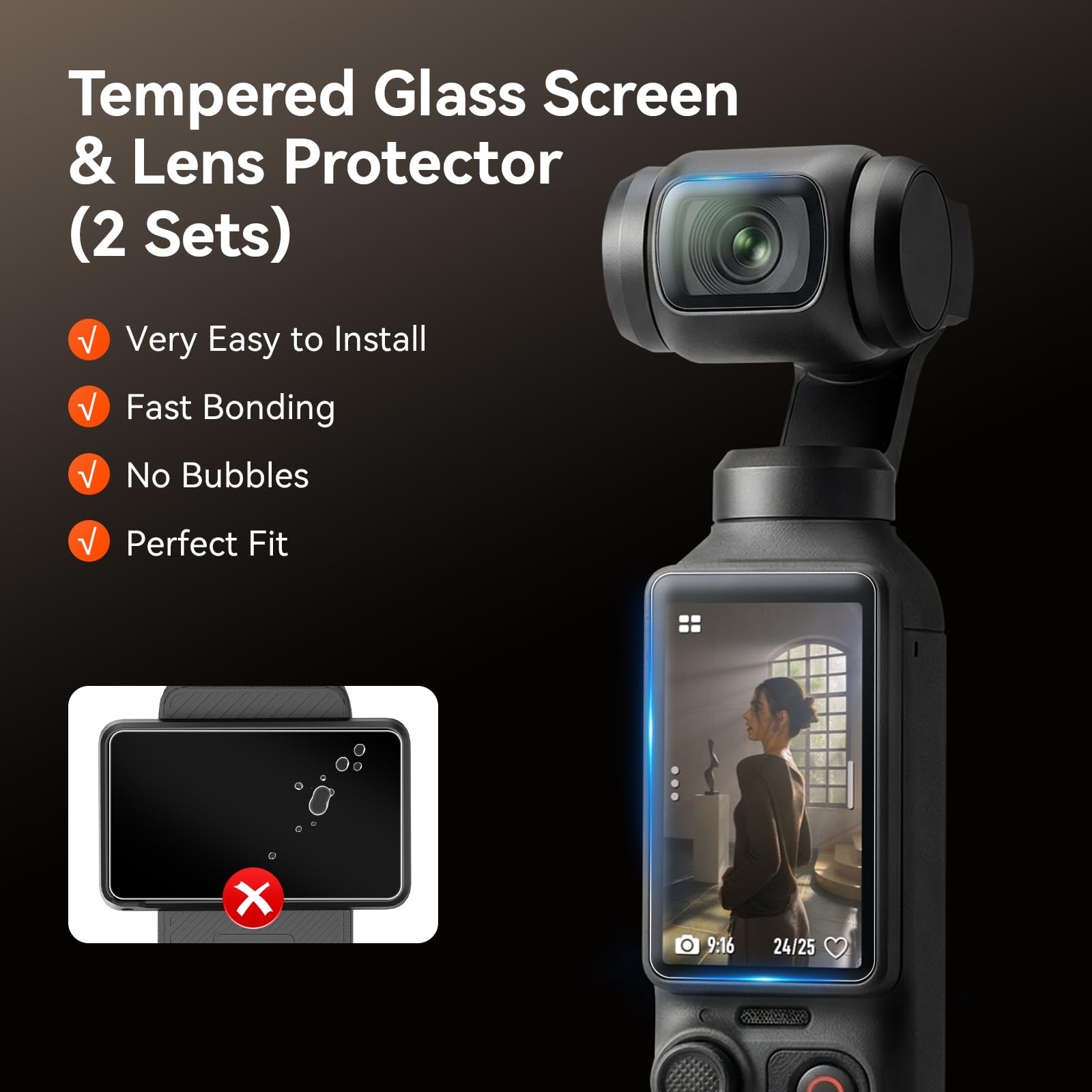 AMAZEAR Custodia Silicone per DJI OSMO Pocket 4, Pocket 4 Accessori Cover Protettiva Silicone Morbido Combo con Vetro Temperato Protezione Schermo Obiettivo, Supporto Silicone, marrone