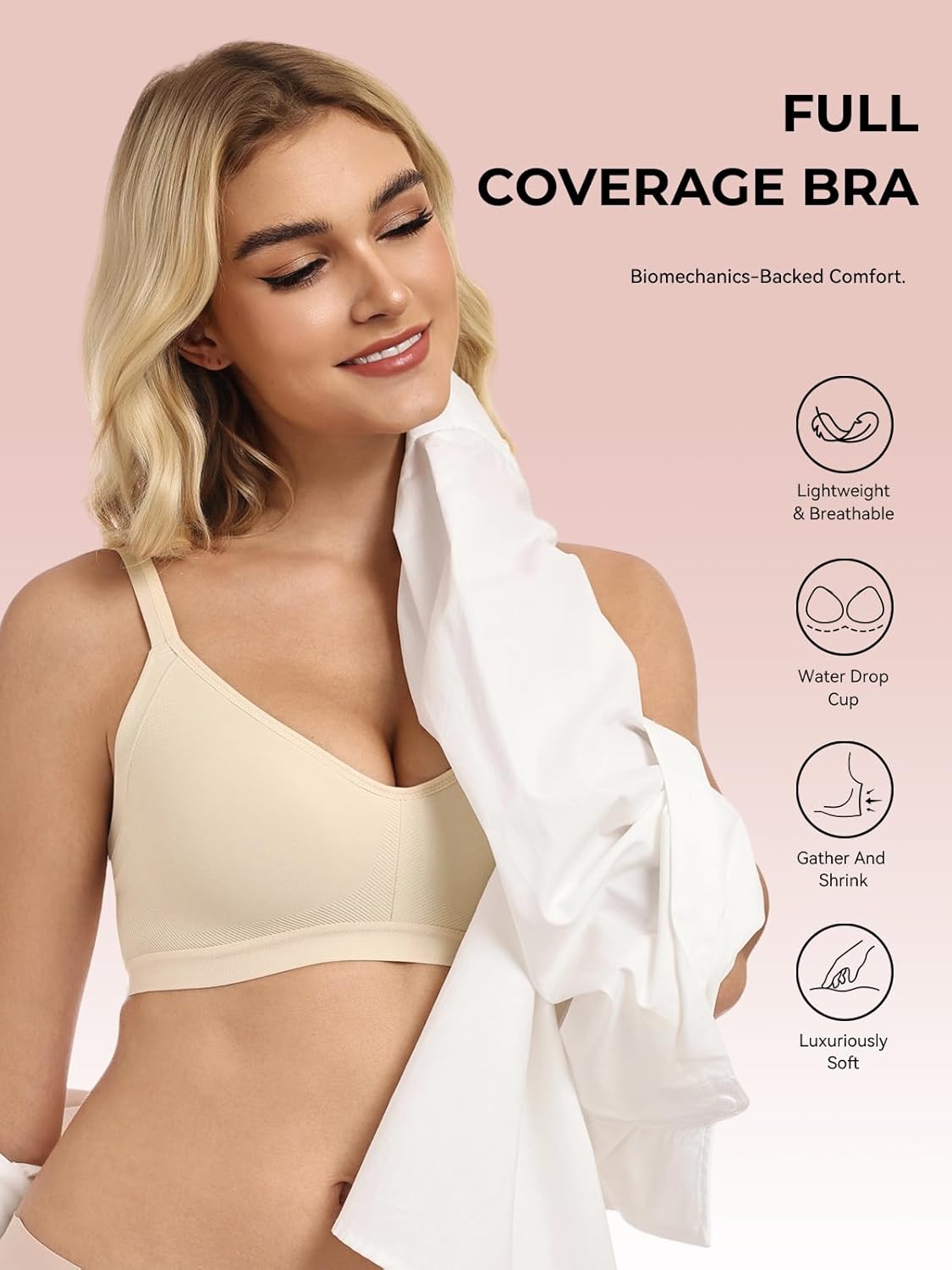 Seamless Bra for Women Stretch Wireless Bras Underarm Smoothing Bras - Image 2