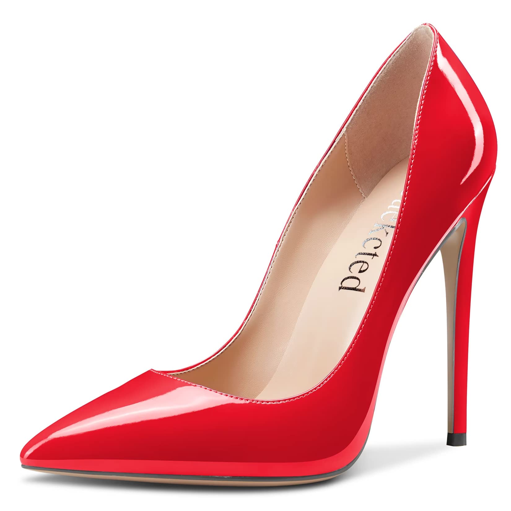 Saekcted Mujer Alto High Aguja Heel Cerrado el Dedo del pie Puntiaguada Punta Pumps Slip-on de Boda Oficina Dress 12 CM Heels Zapatos