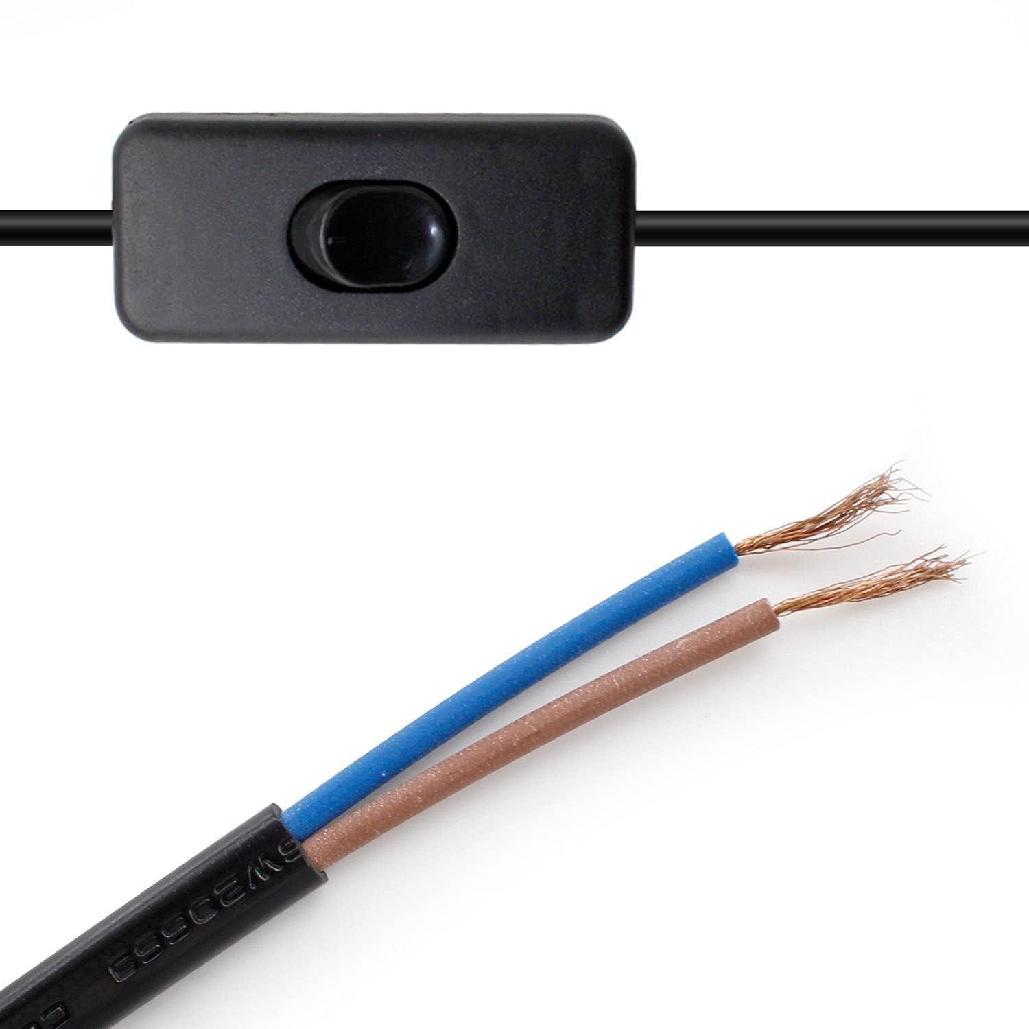 Black Toggle Light Switch, Inline, 2.5m 2 Core Desk Lamp Cable - Image 3